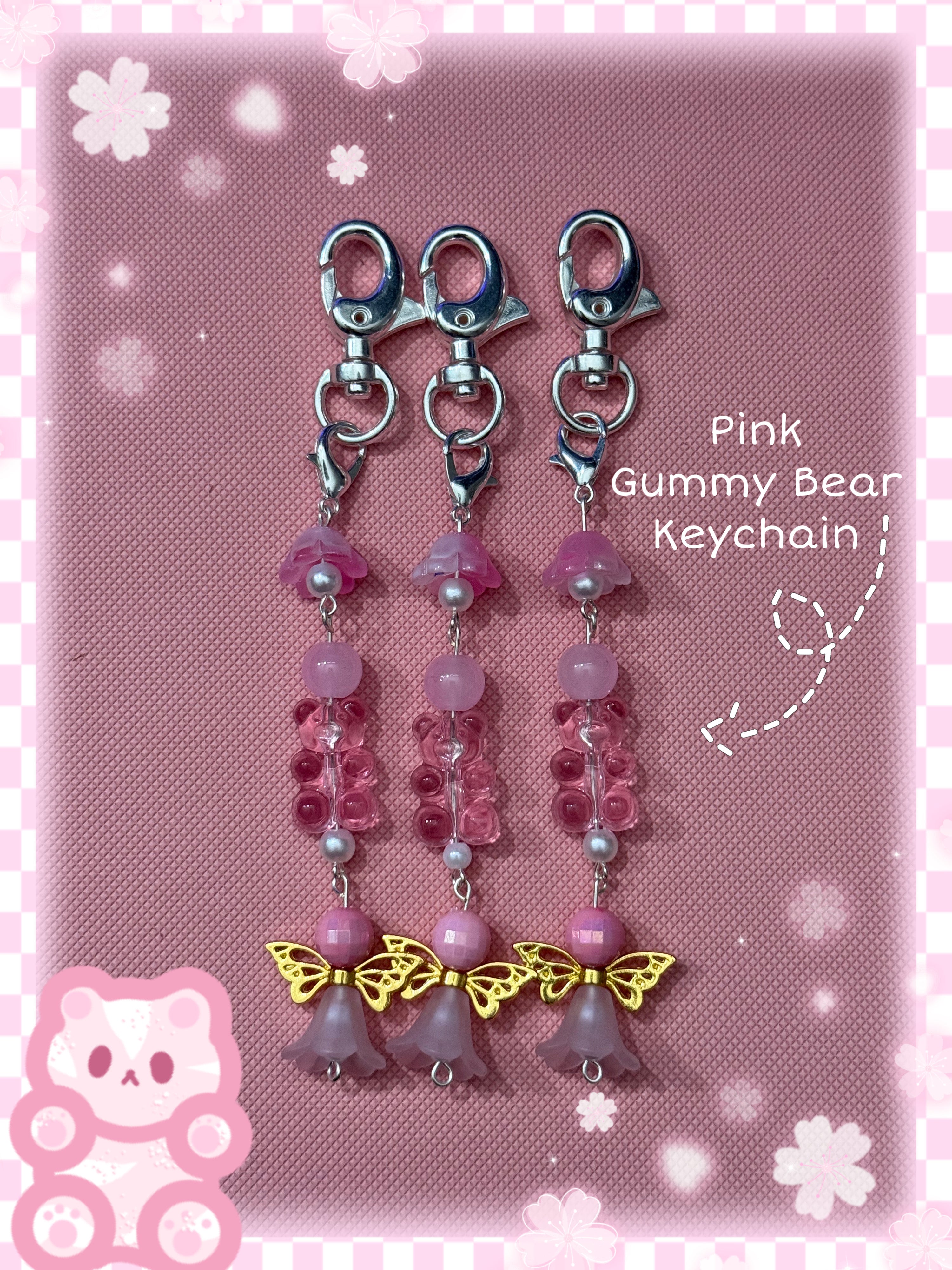 Pink Gummy Bear Keychain