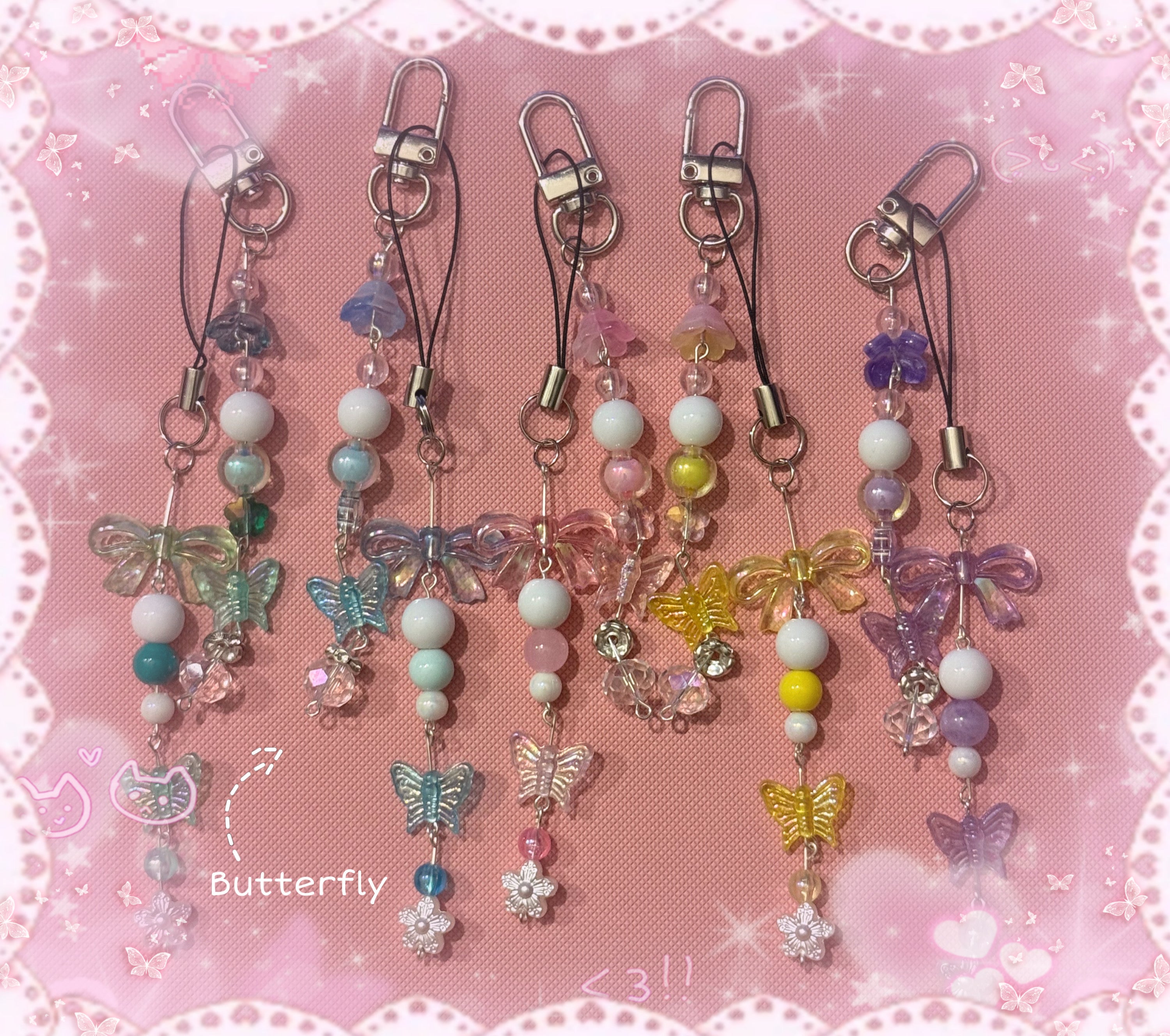 Butterfly Keychain & Phone Charm SET